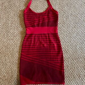 Red Striped Halter Dress